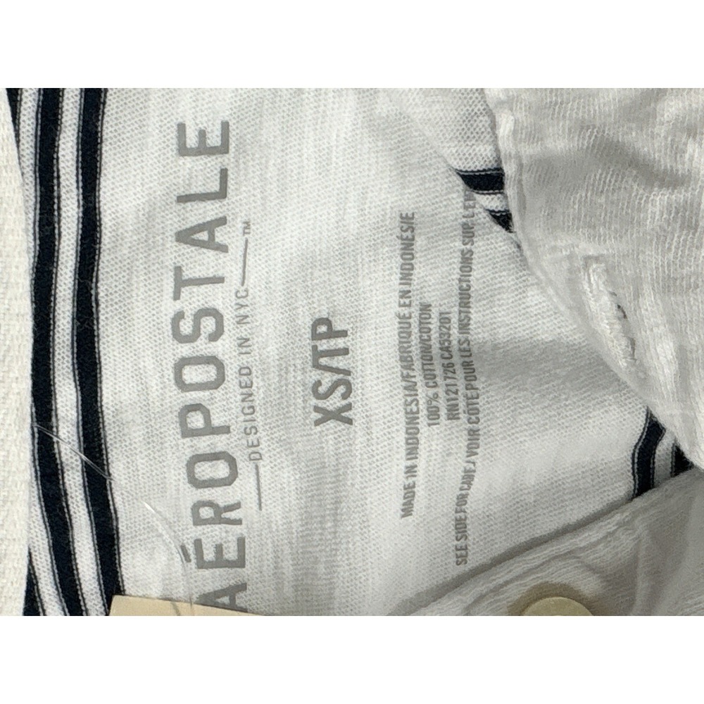 Vintage Aeropostale Polo Shirt Mens XS White Striped Short Sleeve  NEW - Picture 4 of 6